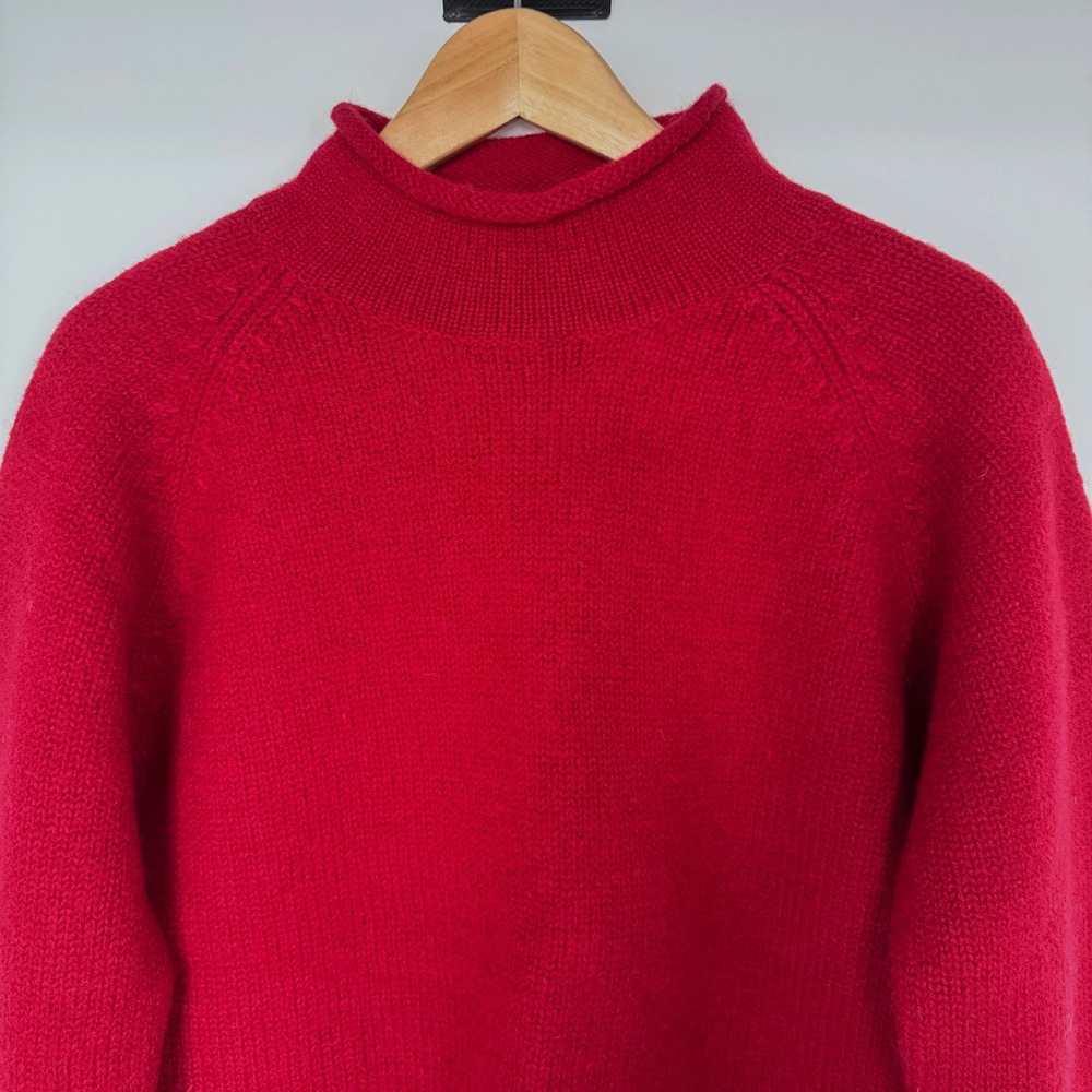 Vintage 90s GAP 100% Wool Roll Neck Sweater M Red Minimalist Quiet Luxury Preppy